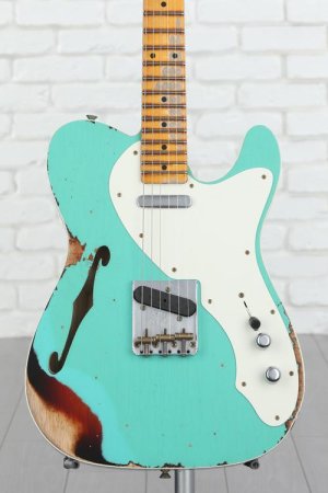 Photo of Fender Custom Shop Limited-edition '50s Telecaster Thinline Heavy Relic - Aged Surf Green over 3-color Sunburst