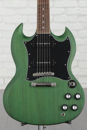 Photo of Epiphone SG Classic Worn P-90s Electric Guitar - Worn Inverness Green