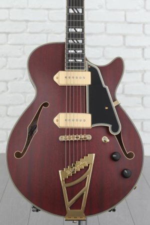 Photo of D'Angelico Deluxe SS Baritone Semi-hollowbody Electric Guitar - Satin Trans Wine