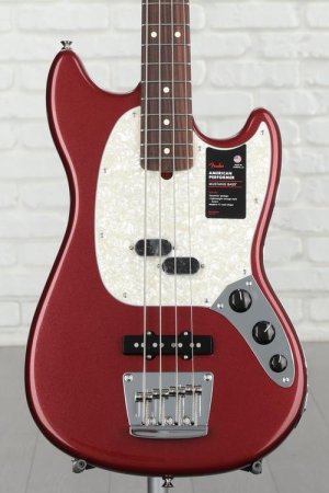 Photo of Fender American Performer Mustang Bass - Aubergine with Rosewood Fingerboard