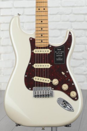 Photo of Fender Player Plus Stratocaster Electric Guitar - Olympic Pearl with Maple Fingerboard
