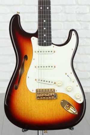 Photo of Fender Custom Shop Artisan Korina Stratocaster Semi-hollowbody Electric Guitar - Chocolate 3-color Sunburst