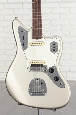 Photo of Fender Custom Shop '63 Jaguar DLX Closet Classic Electric Guitar - Aged Inca Silver