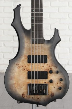 Photo of ESP LTD F-5 Ebony Bass Guitar - Charcoal Burst Satin