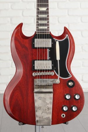 Photo of Gibson Custom 1964 SG Standard Reissue with Maestro Vibrola Electric Guitar - Murphy Lab Ultra Light Aged Cherry Red