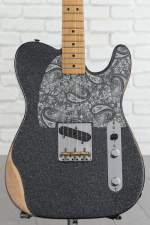 Photo of Fender Brad Paisley Road Worn Esquire Electric Guitar - Black Sparkle