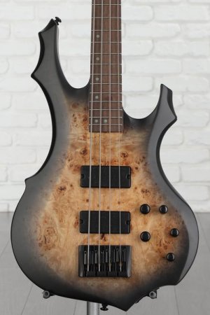 Photo of ESP LTD F-4 Ebony Bass Guitar - Charcoal Burst Satin