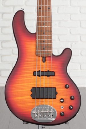 Photo of Lakland Skyline 55-02 Deluxe Bass Guitar - Satin Honeyburst with Roasted Maple Fingerboard Sweetwater Exclusive