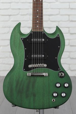 Photo of Epiphone SG Classic Worn P-90s Electric Guitar - Worn Inverness Green