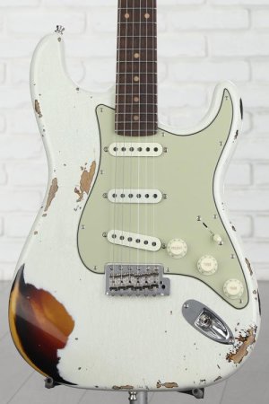Photo of Fender Custom Shop GT11 Heavy Relic Stratocaster - Olympic White/3-Tone Sunburst - Sweetwater Exclusive