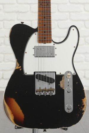 Photo of Fender Custom Shop Limited-edition Red Hot Cunife Telecaster Heavy Relic Electric Guitar - Aged Black Over Chocolate 3-color Sunburst