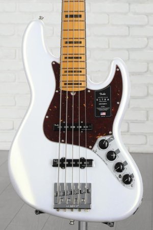 Photo of Fender American Ultra Jazz Bass V - Arctic Pearl with Maple Fingerboard