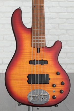 Photo of Lakland Skyline 55-02 Deluxe Bass Guitar - Satin Honeyburst with Roasted Maple Fingerboard Sweetwater Exclusive