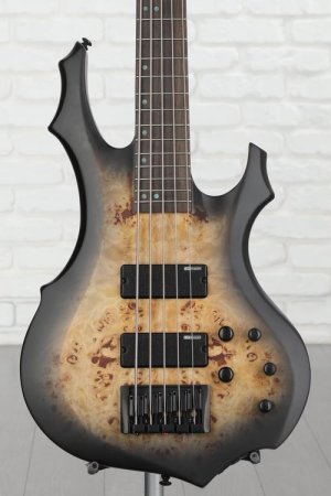 Photo of ESP LTD F-5 Ebony Bass Guitar - Charcoal Burst Satin