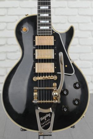 Photo of Gibson Custom 1957 Les Paul Custom Reissue 3-pickup Bigsby Electric Guitar - Murphy Lab Light Aged Ebony