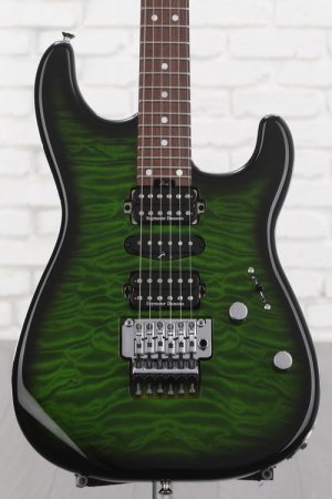 Photo of Charvel MJ San Dimas Style 1 HSH FR PF QM Electric Guitar - Transparent Green Burst