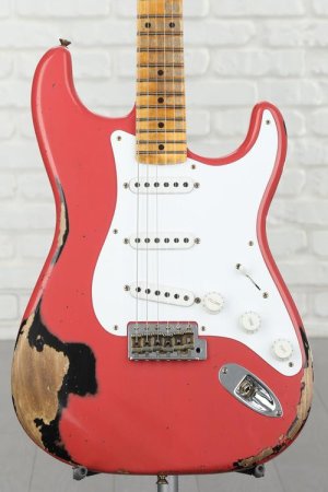 Photo of Fender Custom Shop LTD 70th-anniversary '54 Stratocaster Heavy Relic Electric Guitar - Fiesta Red over Black