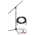 Photo of On-Stage Stands MS7701B Euro Boom Microphone Stand 2-pack Bundle with 2 Mic Cables