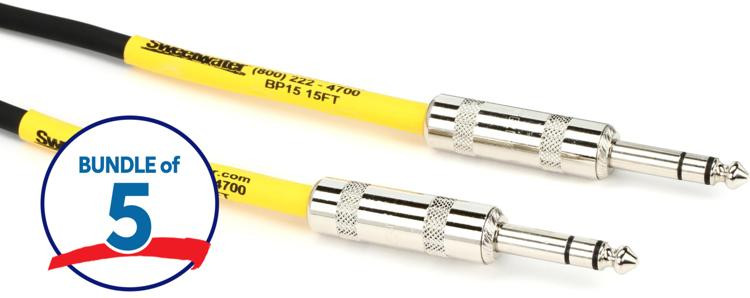 Pro Co BP15 Excellines Balanced Patch Cable 1/4inch TRS Male to 1/4