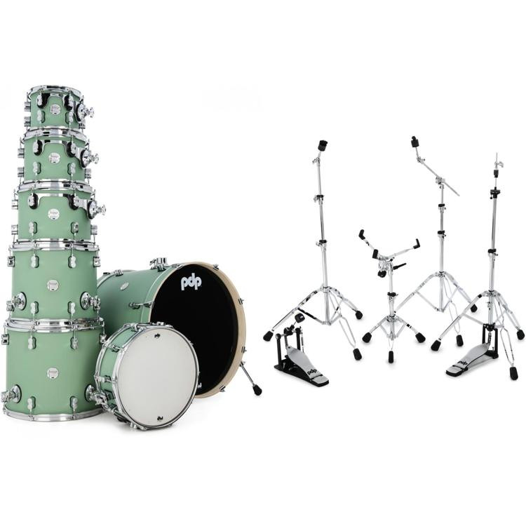 Pdp Concept Maple 7 Piece Shell Pack And Hardware Bundle Satin Seafoam Sweetwater 