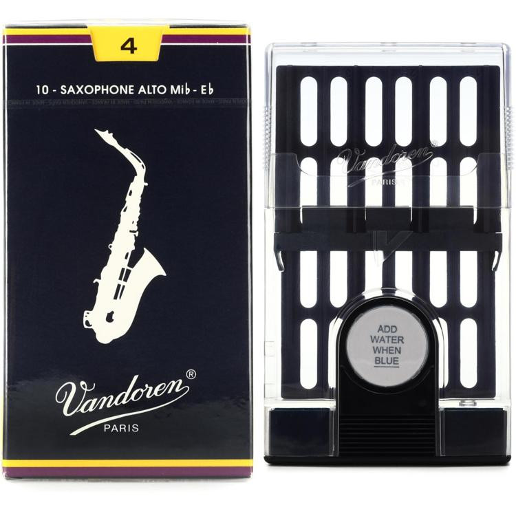 Vandoren SR214 Traditional Alto Saxophone Reeds with Reed Case 4.0