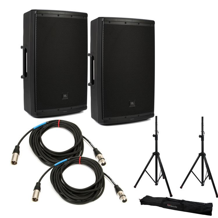 JBL EON615 Speaker Pair with Stands and Cables | Sweetwater