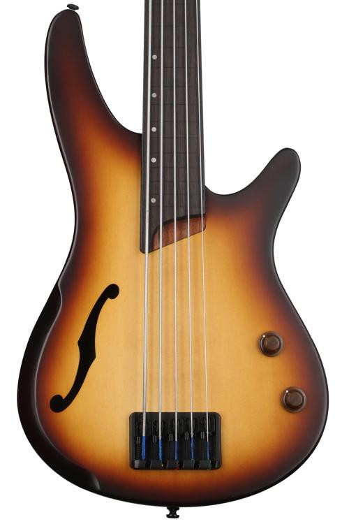 Ibanez Srh505f Fretless Bass Guitar Natural Browned Burst Flat