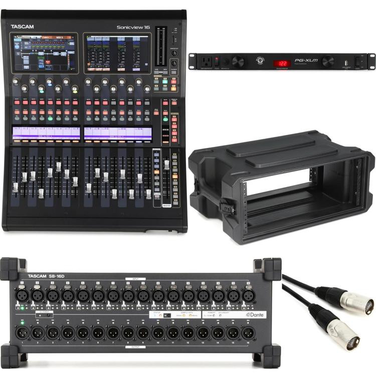 TASCAM Sonicview 16XP 32track Digital Live Sound Mixer and Integrated Recorder Stage Box Bundle