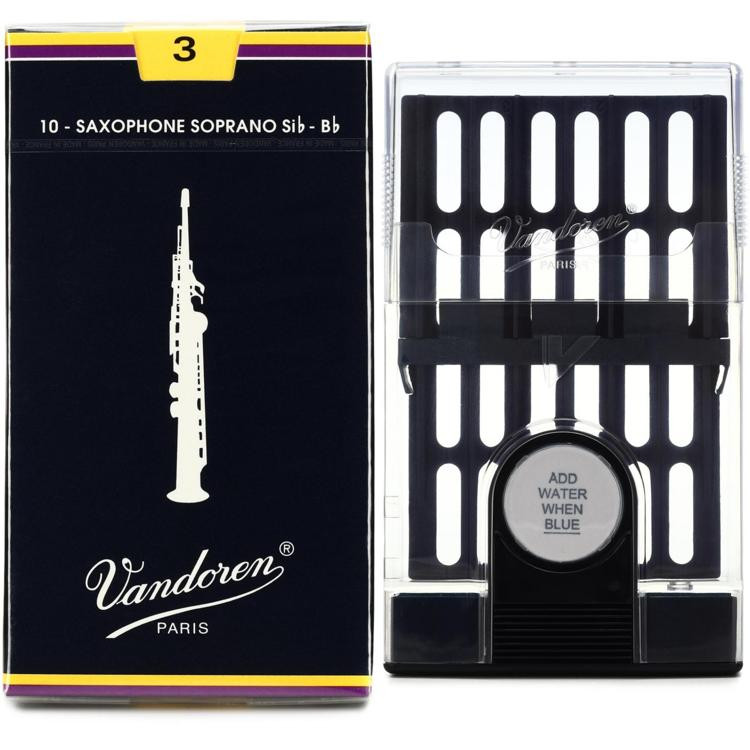 Vandoren SR203 Traditional Soprano Saxophone Reeds with Reed Case 3.0 (10pack) Sweetwater