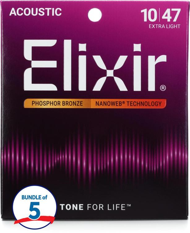 Elixir Strings 16002 Nanoweb Phosphor Bronze Acoustic Guitar Strings