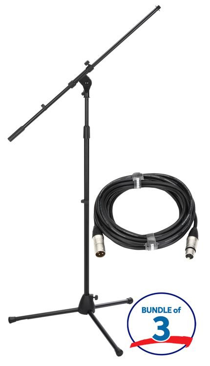 OnStage Stands MS7701B Euro Boom Microphone Stand 3pack Bundle with 3