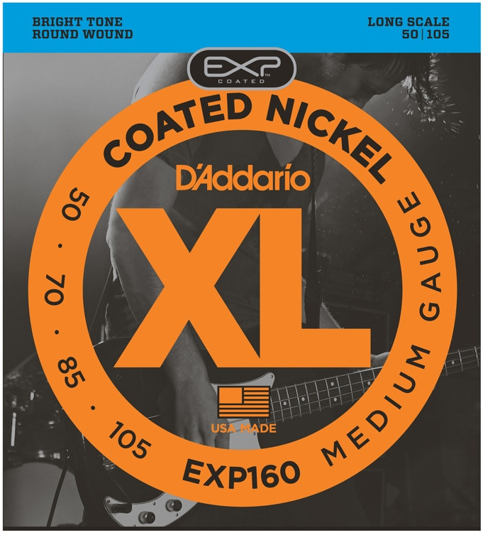 D'Addario EXP160 Medium Coated Nickel Wound Long Scale Bass Strings