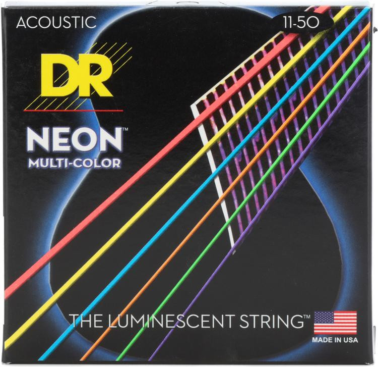 DR Strings NMCA11 HiDef Neon MultiColor K3 Coated Acoustic Guitar
