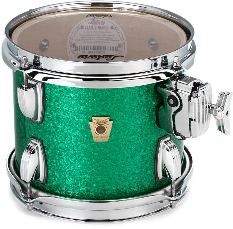Ludwig Classic Maple Mounted Tom 7" x 8" Green Sparkle Sweetwater