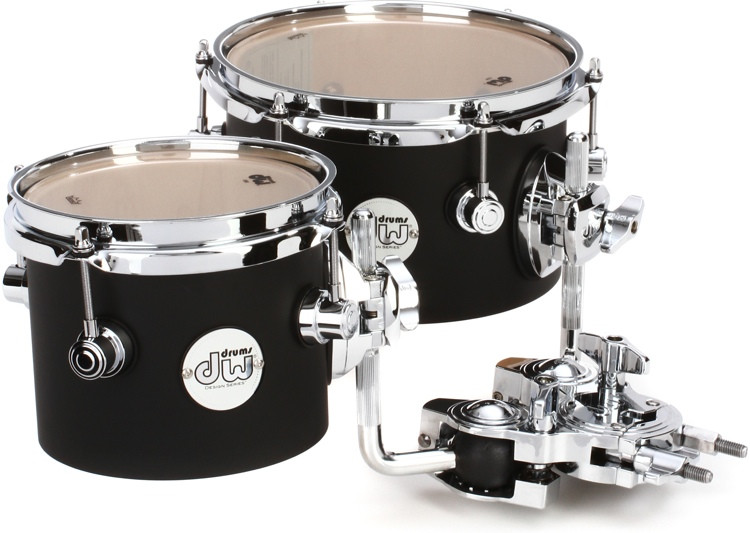DW Design Series Concert Tom 2pack with Mount 6/8 inch Black Satin