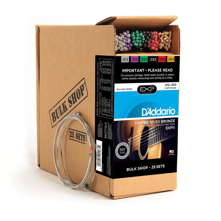 D'Addario EXP11 Coated 80/20 Bronze Light Acoustic Strings 25pack