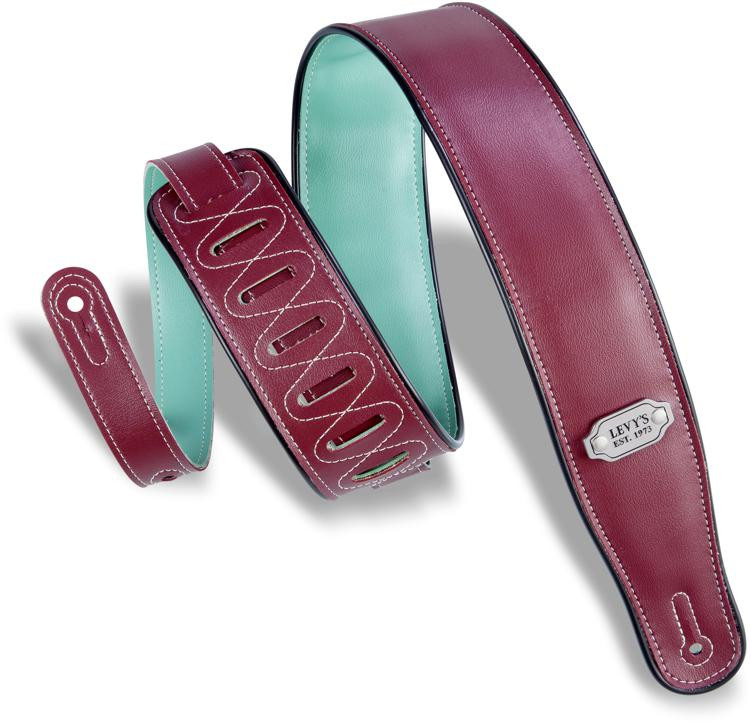 Levy's M26VP Reversible Vinyl Guitar Strap Burgundy/Seafoam Sweetwater