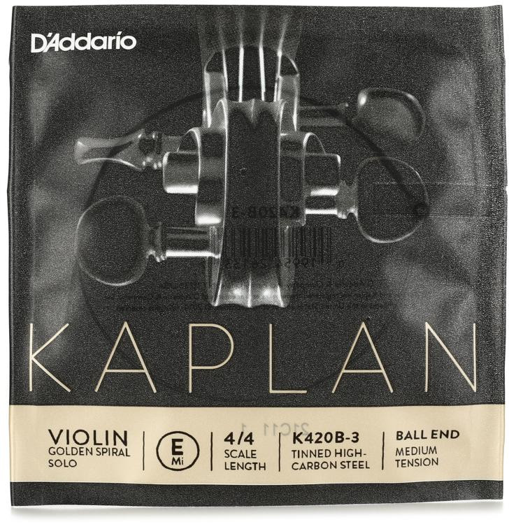 D'Addario K420B3 Kaplan Violin E String 4/4 Size, Steel with Ball