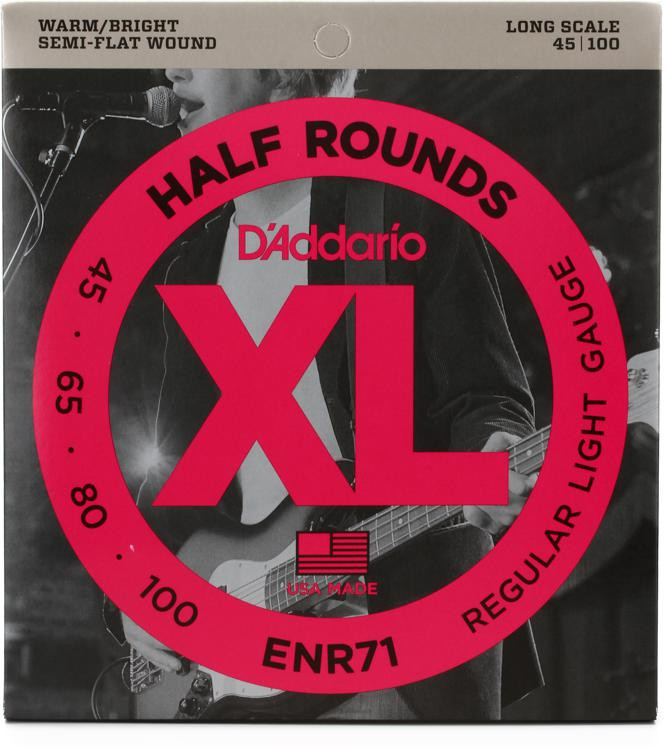 D \ ' Addario ENR71 Semi-Flatwound低音吉他弦- .045。100普通光长尺度图像1