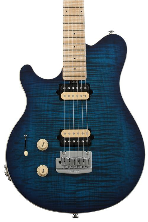Ernie Ball Music Man Axis Super Sport Trem Lefthanded Balboa Blue Flame, Maple Fingerboard