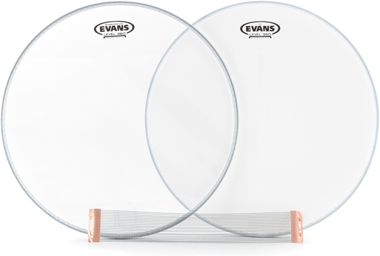 Evans Level 360 Snare Drum Upgrade Pack 14" Top and Bottom Heads with Wires. Sweetwater