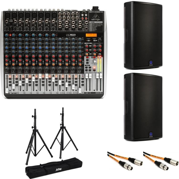 Behringer Xenyx QX2222USB With Turbosound Milan 15 PA Bundle | Sweetwater