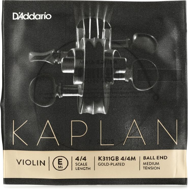 D'Addario K311GB Kaplan Violin E String 4/4 Scale Goldplated with Ballend Sweetwater