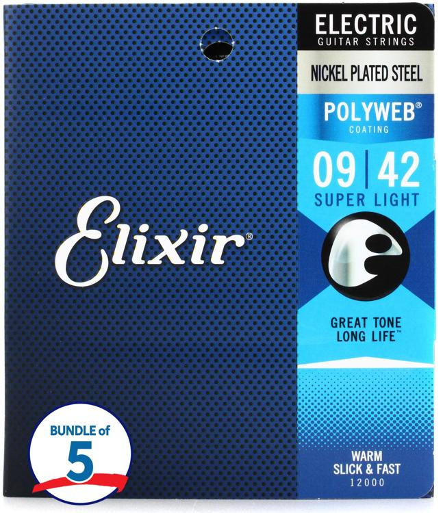 Elixir Strings 12000 Polyweb Electric Guitar Strings .009.042 Super