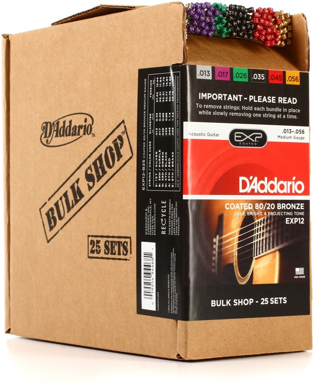 D'Addario EXP12 Medium Coated 80/20 Bronze Acoustic Strings .013.056