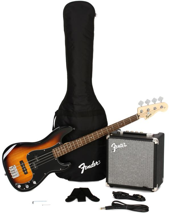 Squier Affinity Series Precision Bass PJ Pack Brown Sunburst Sweetwater