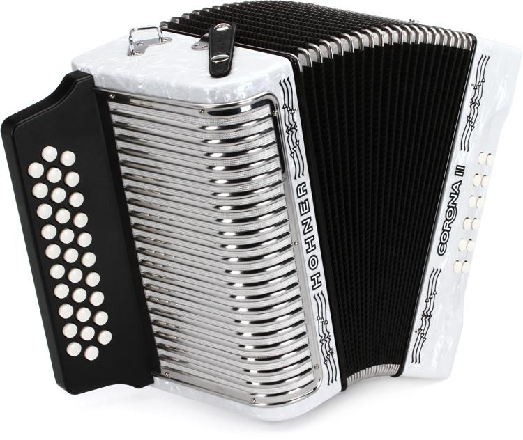 Hohner Corona II Diatonic Accordion Keys of G/C/F White Sweetwater