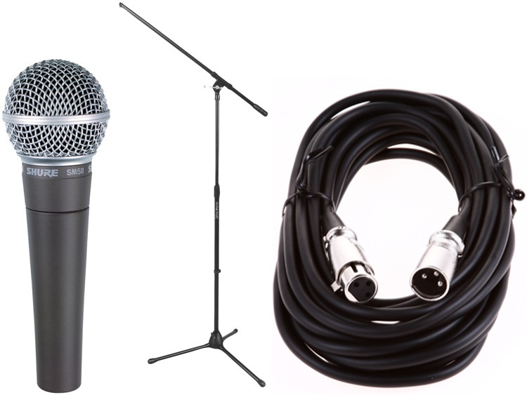 Shure SM58 Vocal Mic Bundle Mic with Stand & Cable Sweetwater