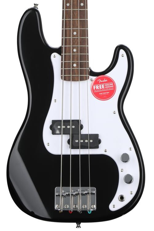 Squier Mini Precision Bass Electric Bass Black With Laurel Fingerboard Sweetwater