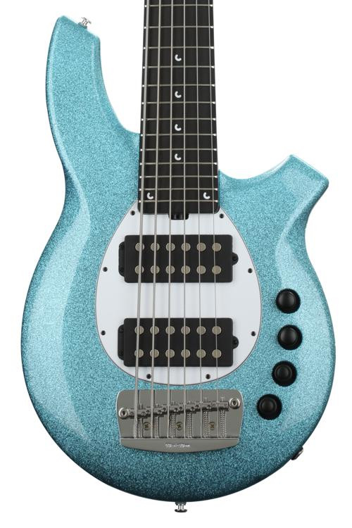 Ernie Ball Music Man Bongo 6 Bass Guitar - Aqua Sparkle | Sweetwater